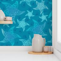 Aqua Blue Starfish Pattern