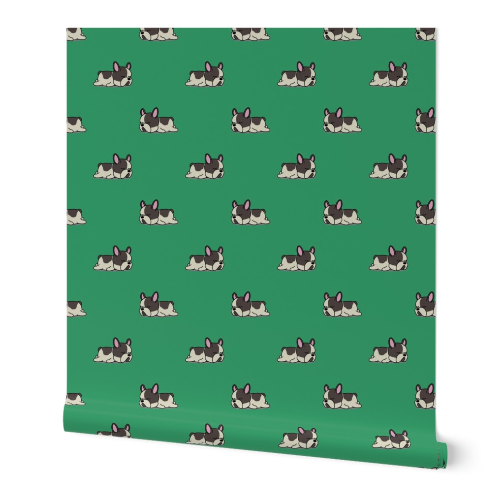 Boston Terrier Pattern Green Background