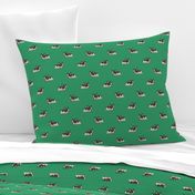 Boston Terrier Pattern Green Background