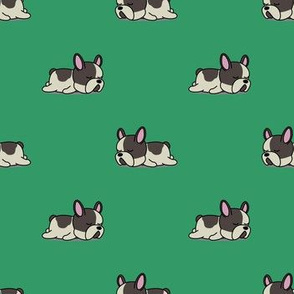 Boston Terrier Pattern Green Background