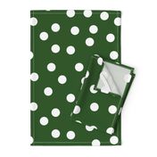 1.5" polka dot scatter - white on green