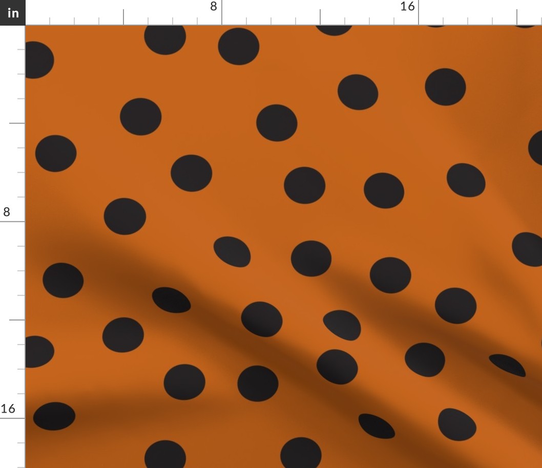 1.5" polka dot scatter - black and autumn orange