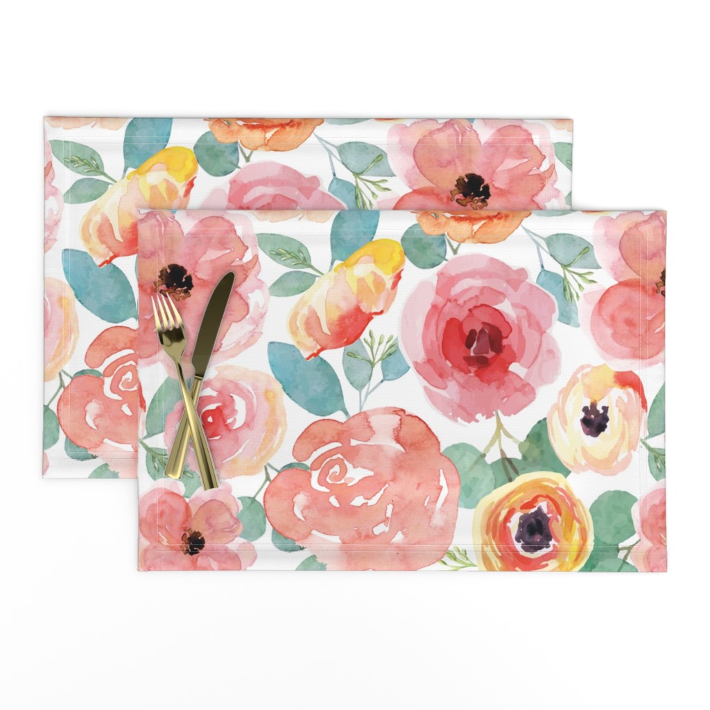 Peachy Pink Watercolor Flowers