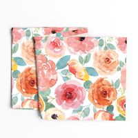 Peachy Pink Watercolor Flowers