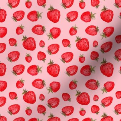 Watercolor strawberries on pink