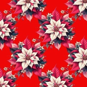 Poinsettia Polka Dots Holiday Flowers on Red