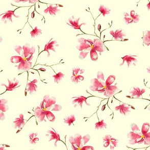 magnolia on cream || floral watercolor pattern