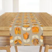 Mid Century Flowers {Orange/Grey} - large scale