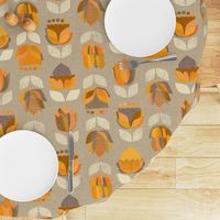 Mid Century Flowers {Orange/Grey} - large scale