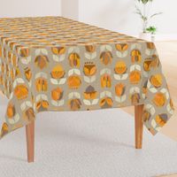 Mid Century Flowers {Orange/Grey} - large scale