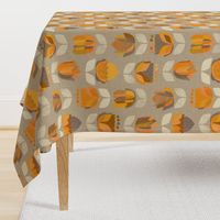 Mid Century Flowers {Orange/Grey} - large scale