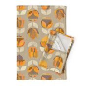 Mid Century Flowers {Orange/Grey} - large scale