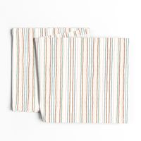 hand drawn stripes - terracotta, aqua,  pastel yellow and pink