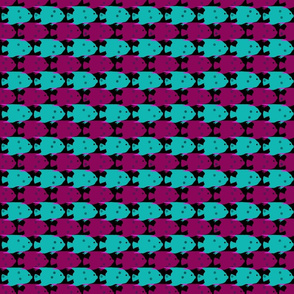 Dark Teal & Dark Pink Angelfish Pattern