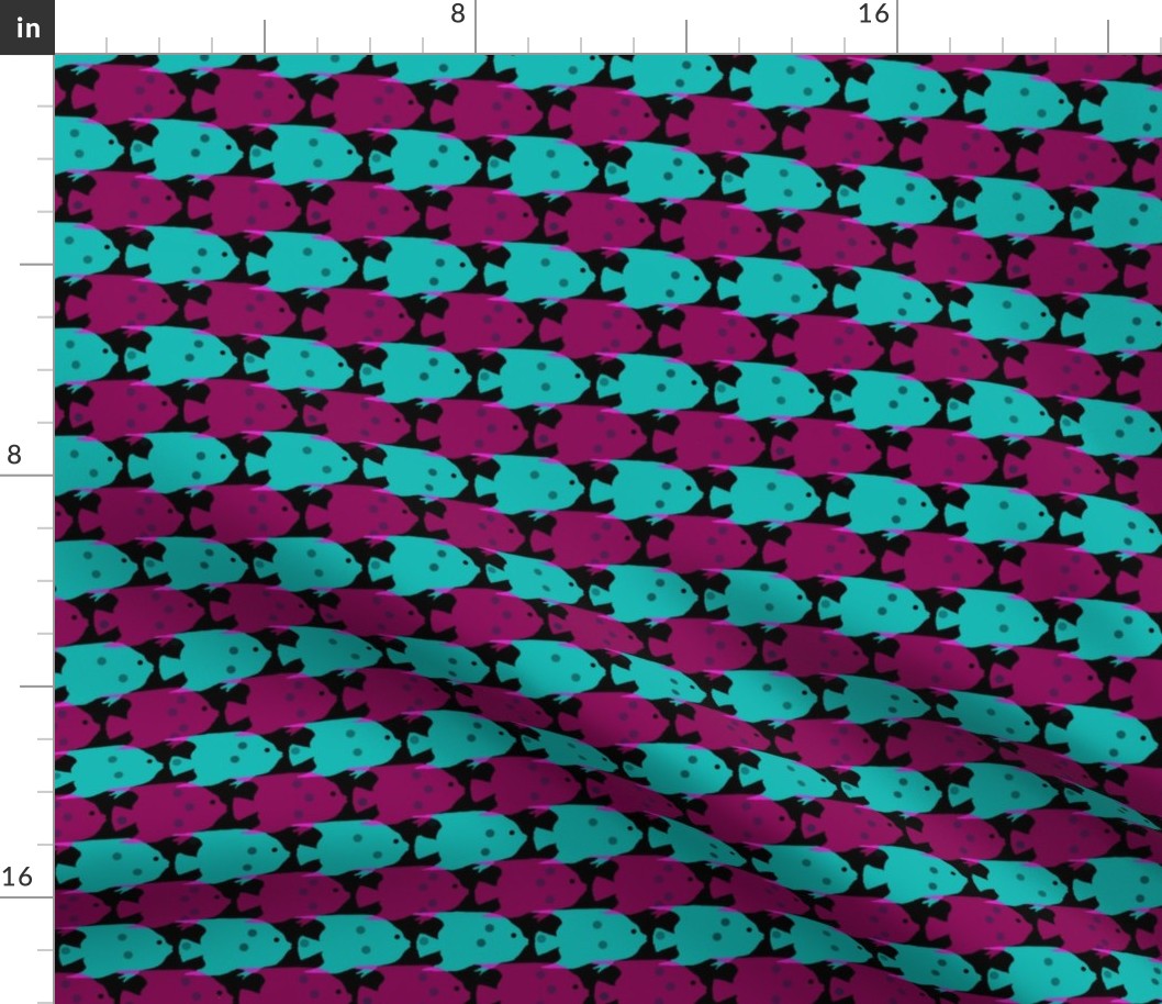 Dark Teal & Dark Pink Angelfish Pattern