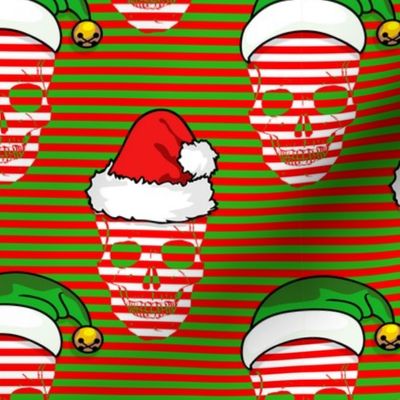 christmas skull stripe small