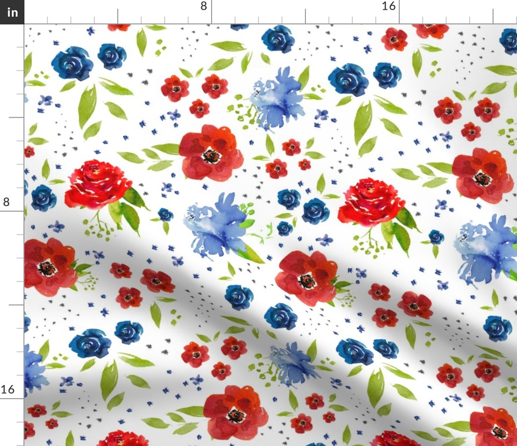 red white and blue floral 