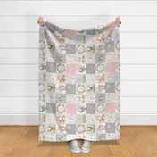 Baby Girl Woodland Animals Nursery Quilt – I Woke Up this Cute Blanket Bedding (pink gray) GL-PG9, rotated