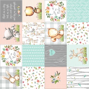 Woodland Animals Baby Girl Quilt – I Woke Up this Cute Nursery Blanket Bedding (peach mint gray) GL-PM10, rotated