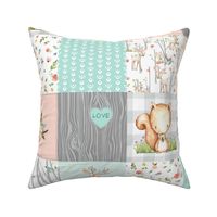 Woodland Animals Baby Girl Quilt – I Woke Up this Cute Nursery Blanket Bedding (peach mint gray) GL-PM10