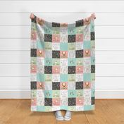 Woodland Animals Patchwork Quilt – I Woke Up this Cute Nursery Blanket Bedding (peach mint green) GL-PMG11