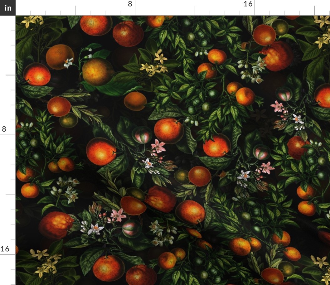 17" Vintage Oranges Fruit Pattern