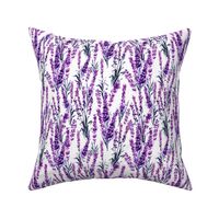 Lavender Watercolor Seamless Pattern. Aquarelle Paintings of Lavandula