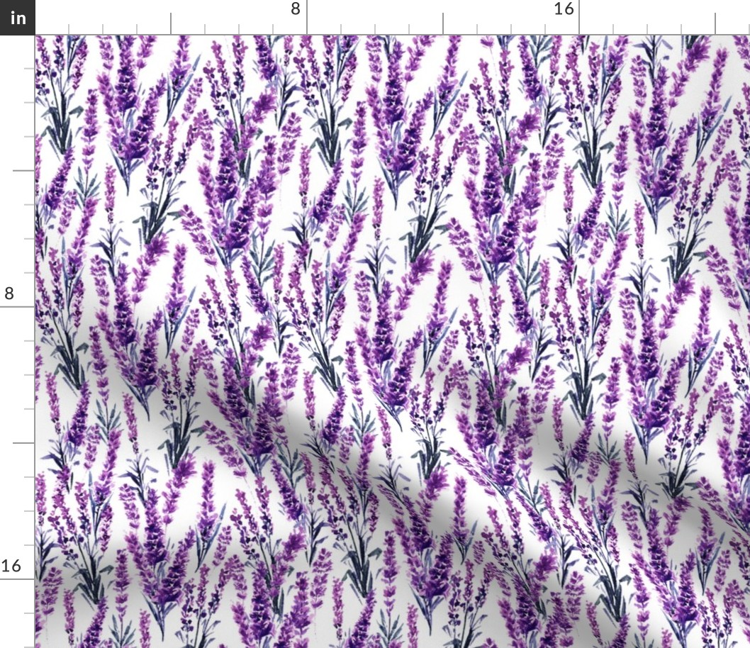 Lavender Watercolor Seamless Pattern. Aquarelle Paintings of Lavandula