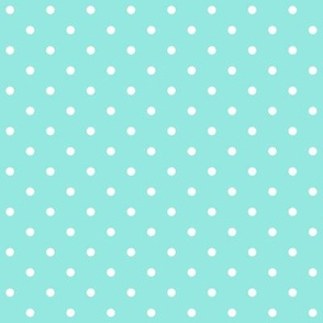 Turquoise Polka White Dots