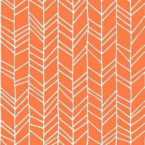 Tangerine Crazy Chevron Herringbone Hand Drawn Geometric Pattern GingerLous