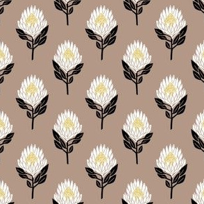 protea floral  // linocut flower, floral, stem, bloom, linocuts, folk, decor - coffee