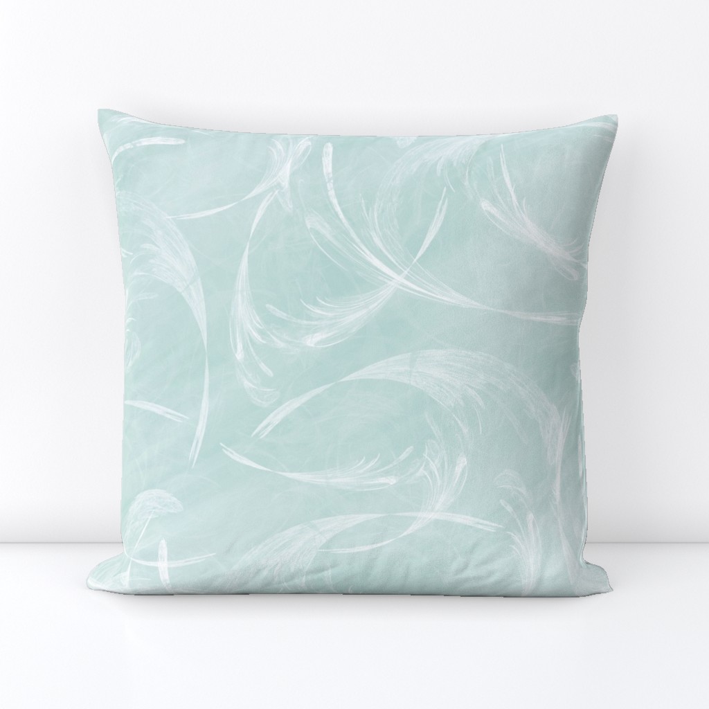 light teal feathery brushstrokes abstract