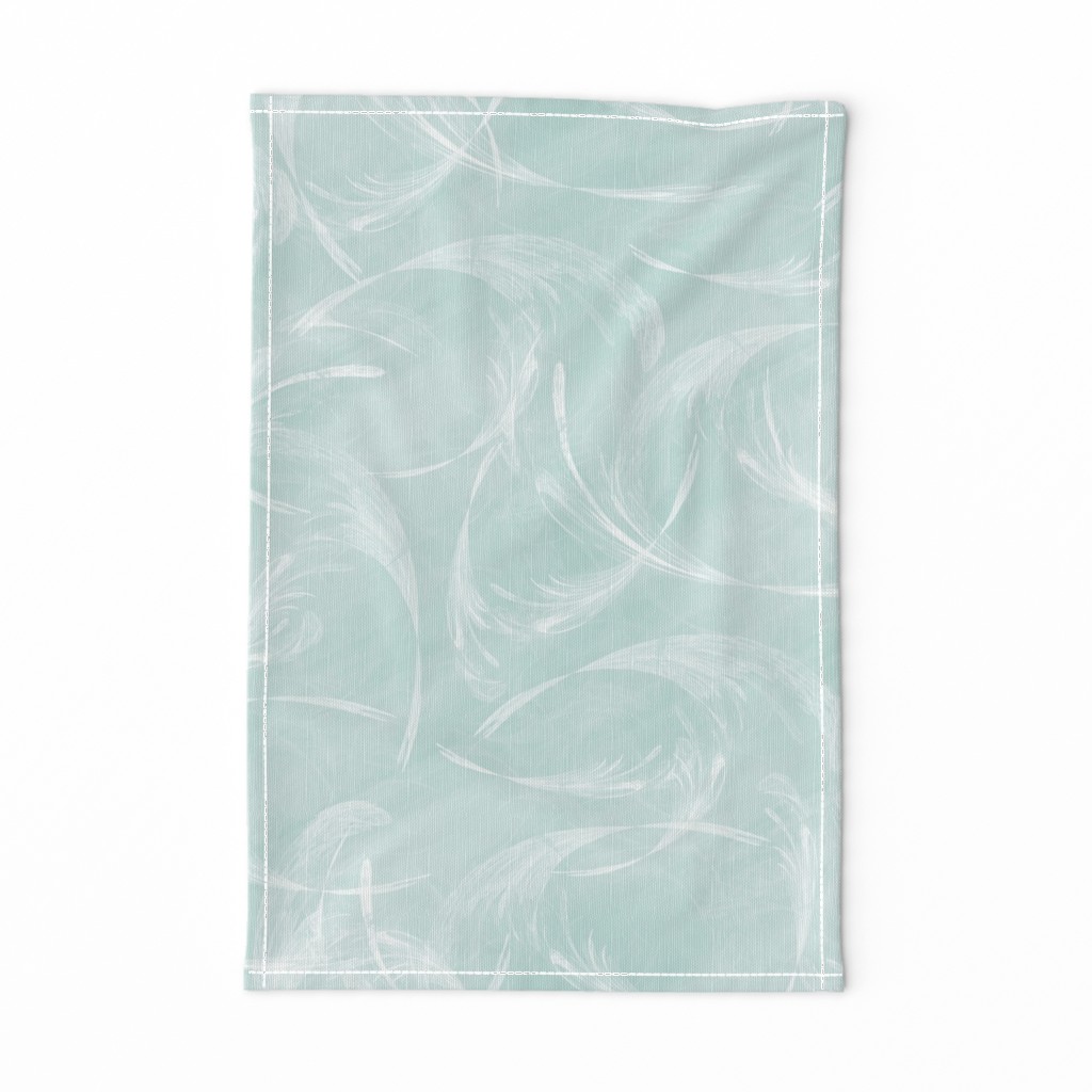 light teal feathery brushstrokes abstract