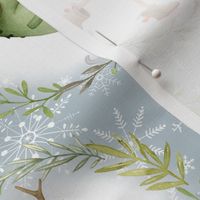 Winter Deer & Wreath - holiday fabric - LARGE SIZE