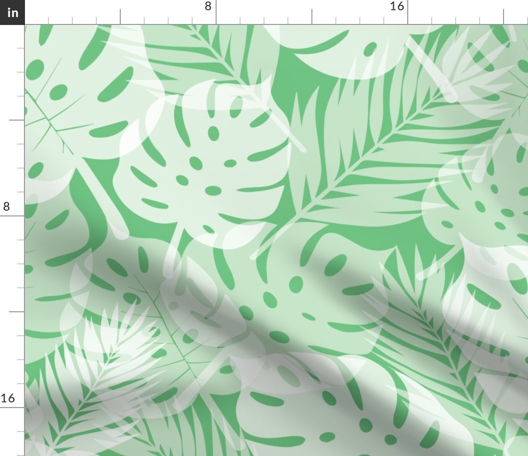 Tropical Shadows - White on Green - Large Scale