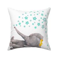 27"x18" Baby Boy Elephant with Aqua Stars