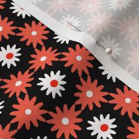 Orange & White Little Daisies on Black