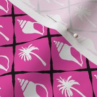 White Shells & Palm Trees on Pink Pattern