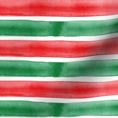 christmas red and green watercolor stripes