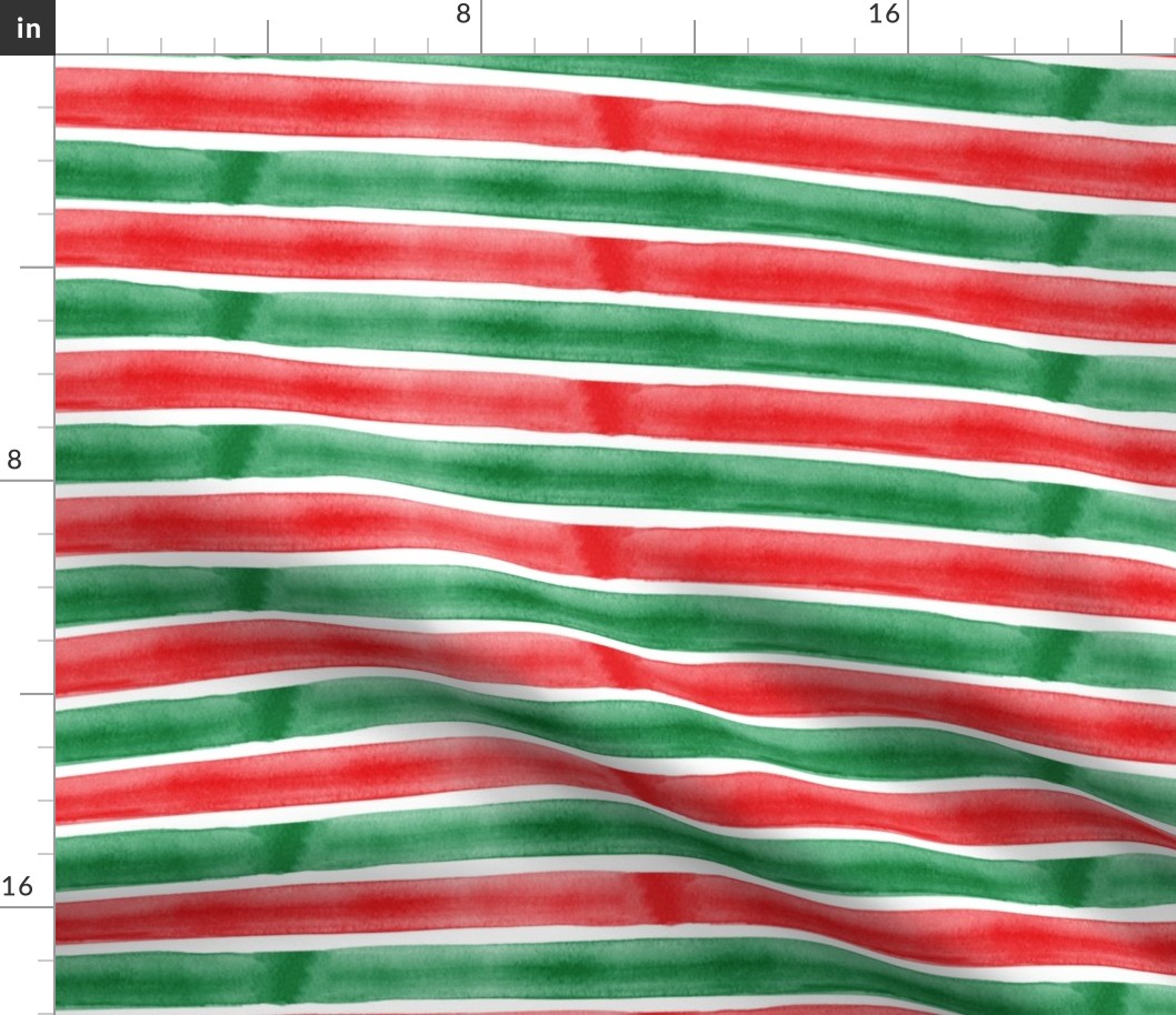 christmas red and green watercolor stripes