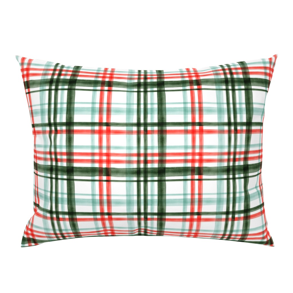 Christmas watercolor plaid (mint)