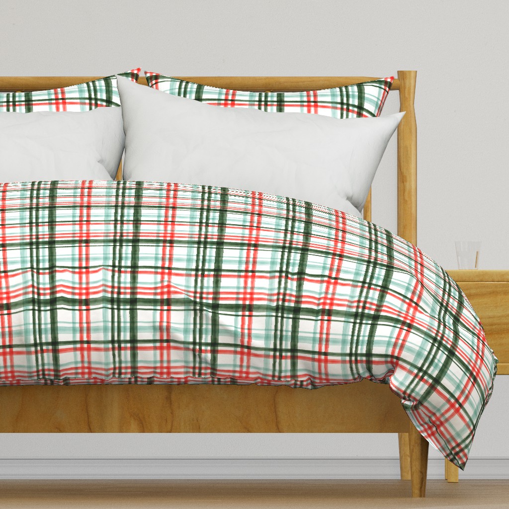 Christmas watercolor plaid (mint)