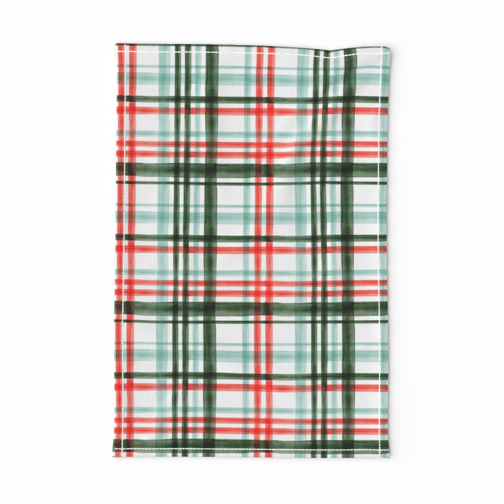 Christmas watercolor plaid (mint)