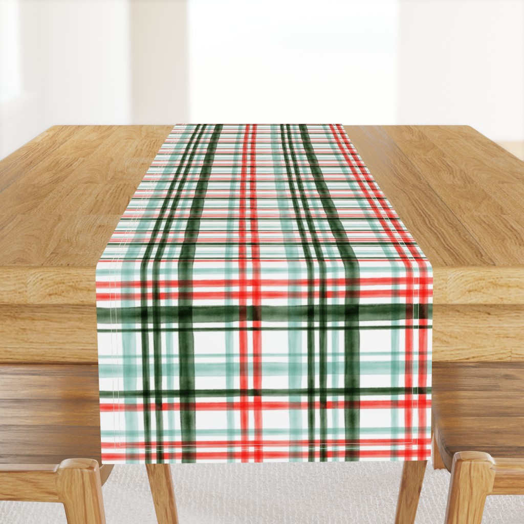 Christmas watercolor plaid (mint)