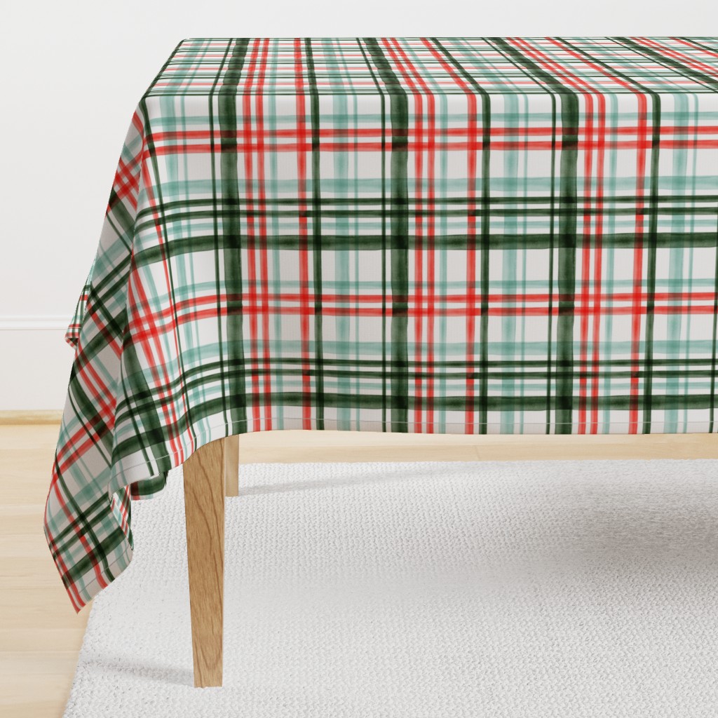 Christmas watercolor plaid (mint)