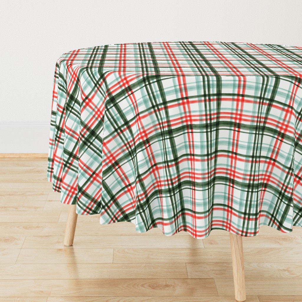 Christmas watercolor plaid (mint)