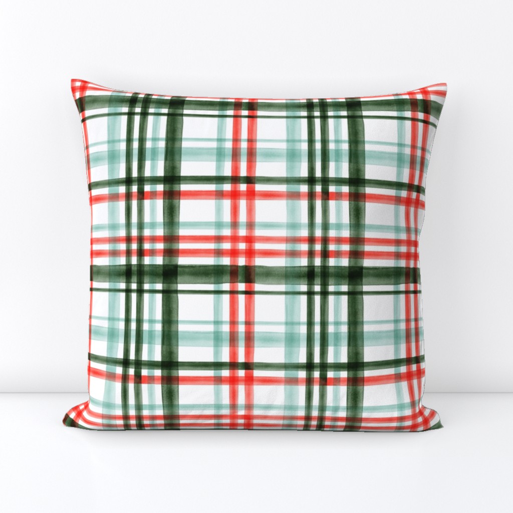 Christmas watercolor plaid (mint)