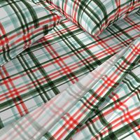 Christmas watercolor plaid (mint)