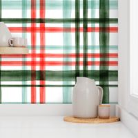 Christmas watercolor plaid (mint)