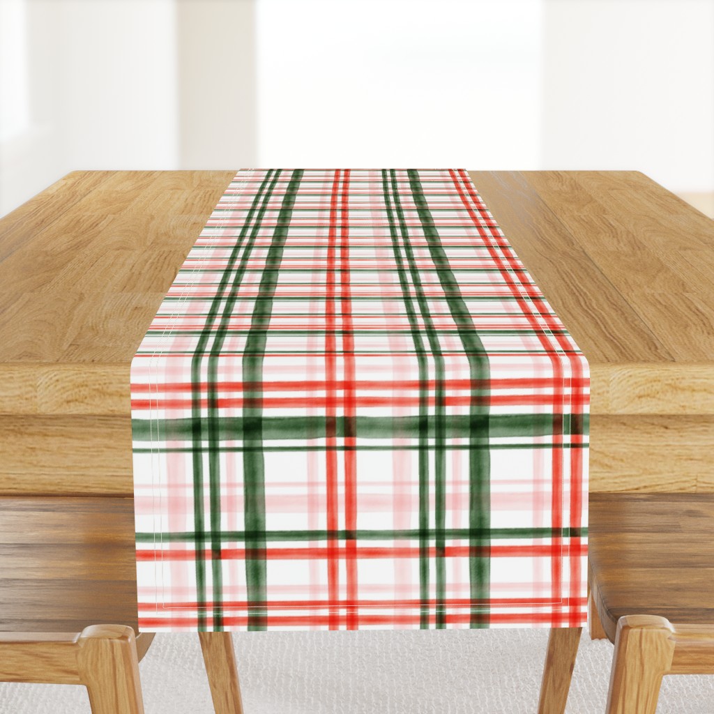 Christmas watercolor plaid (pink)